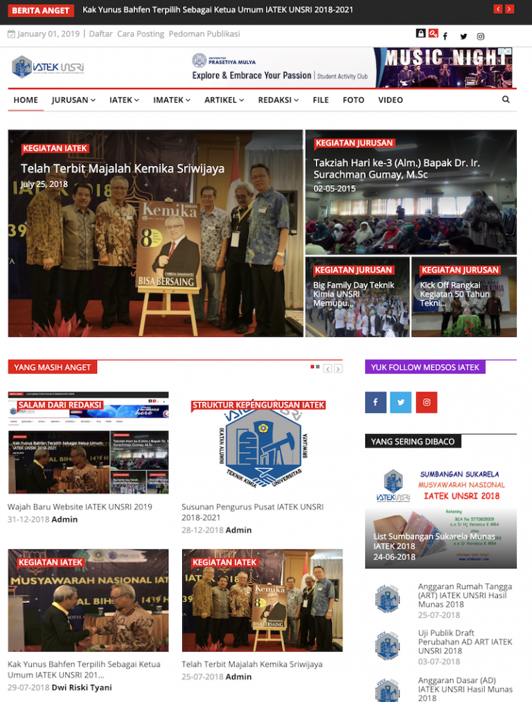 Tampilan Website IATEK UNSRI