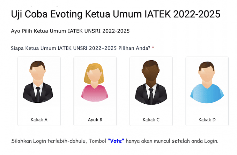 Hasil Uji Coba Evoting Pemilihan Ketua Umum IATEK UNSRI 2022-2025